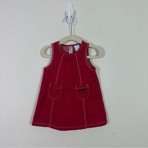 Janie and Jack Baby Girl Red Denim Dress Vintage Size 6 to 12 Months